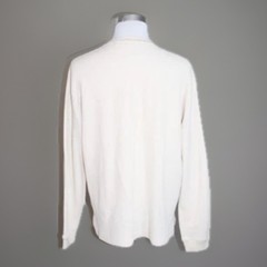 Theory Men’s Mattis Studio Waffle knit L/S T shirt 3-button Crew Ivory Cream 2XL