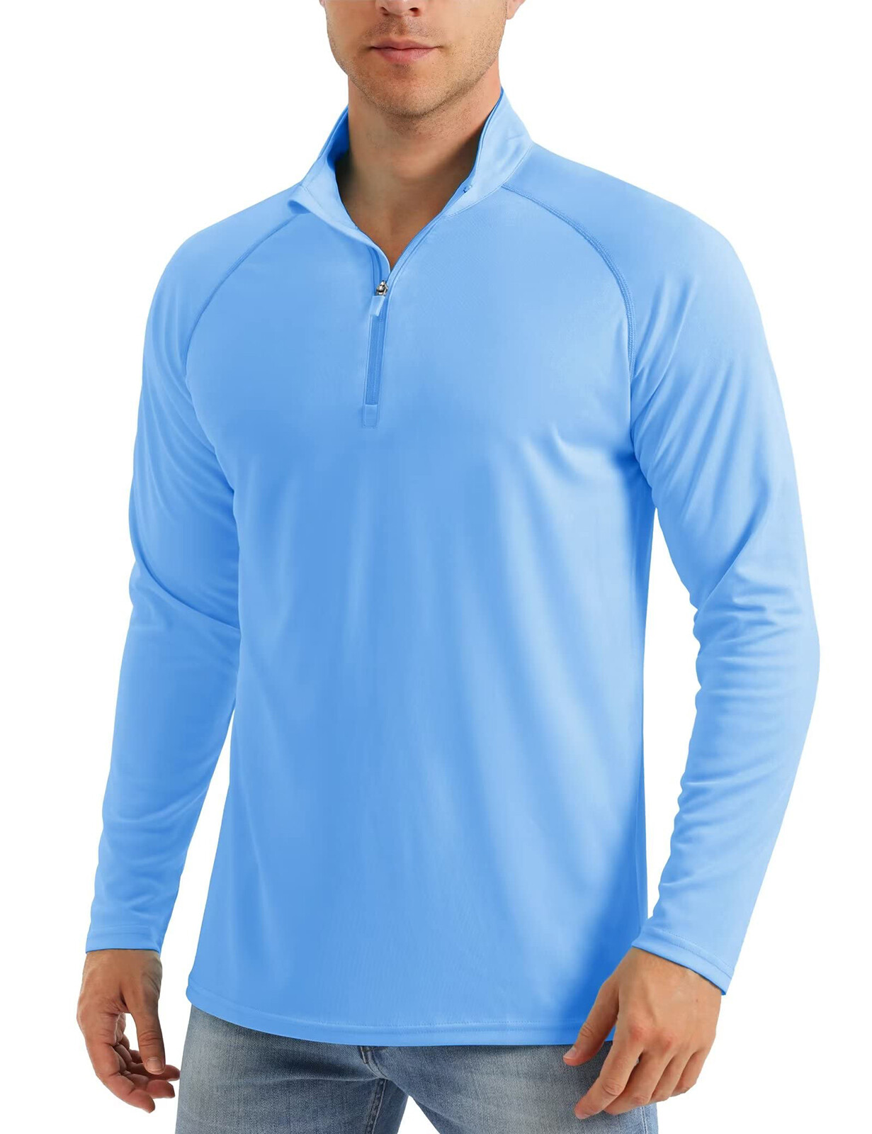 Mens Long Sleeve Shirt 1/4 Zip Sun Protection Shirts UPF 50+ Outdoor Hiking Tops gallery