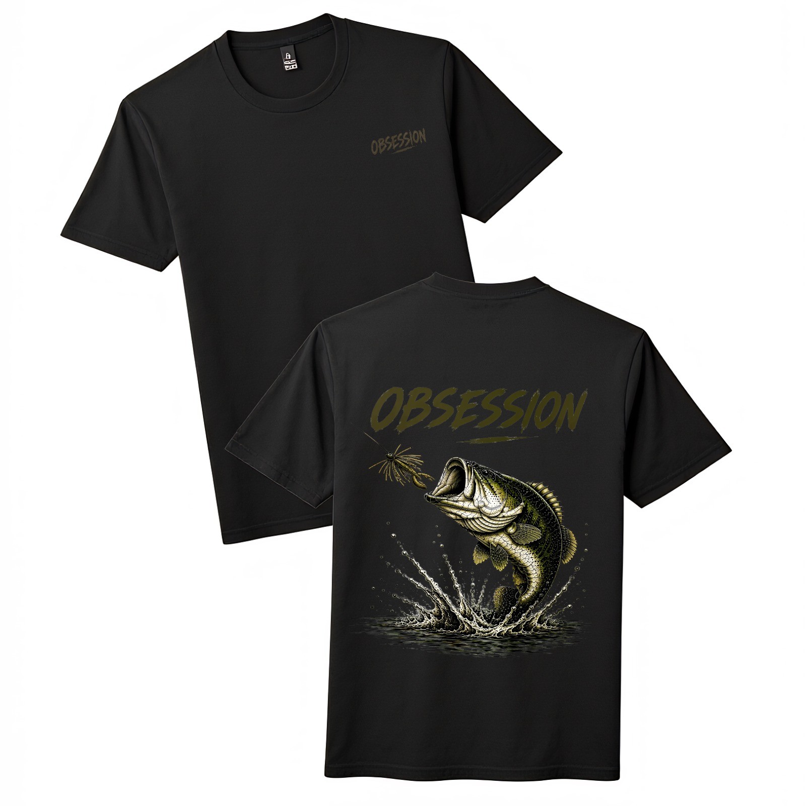 "Obsession Largemouth Bass Fishing Graphic Short Sleeve T-Shirt" gallery