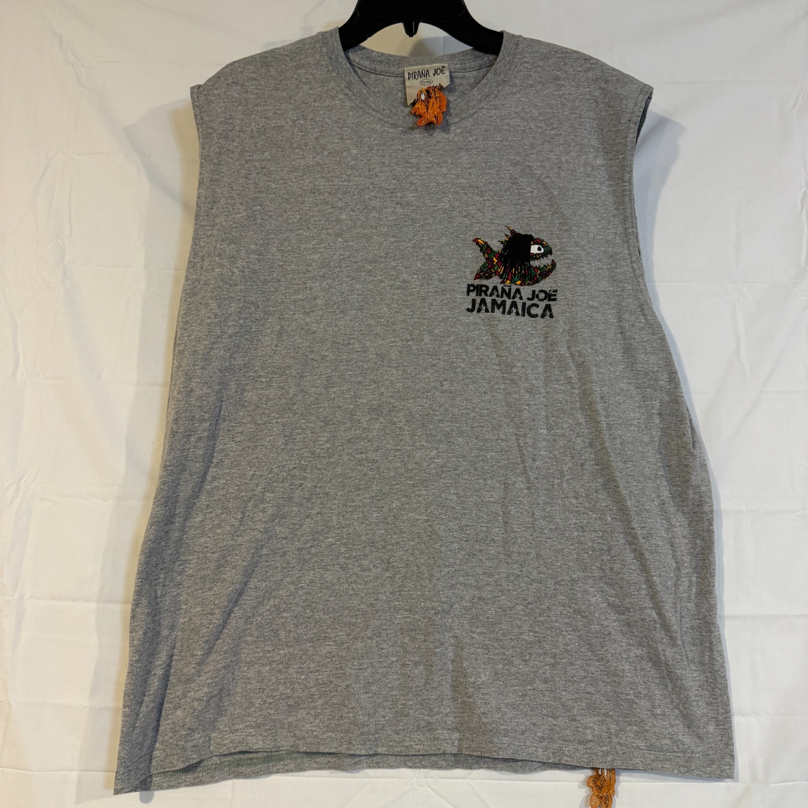 Pirana Joe Jamaica Sleeveless Shirt XXL Grey Muscle Tank Piranha Caribbean 2XL