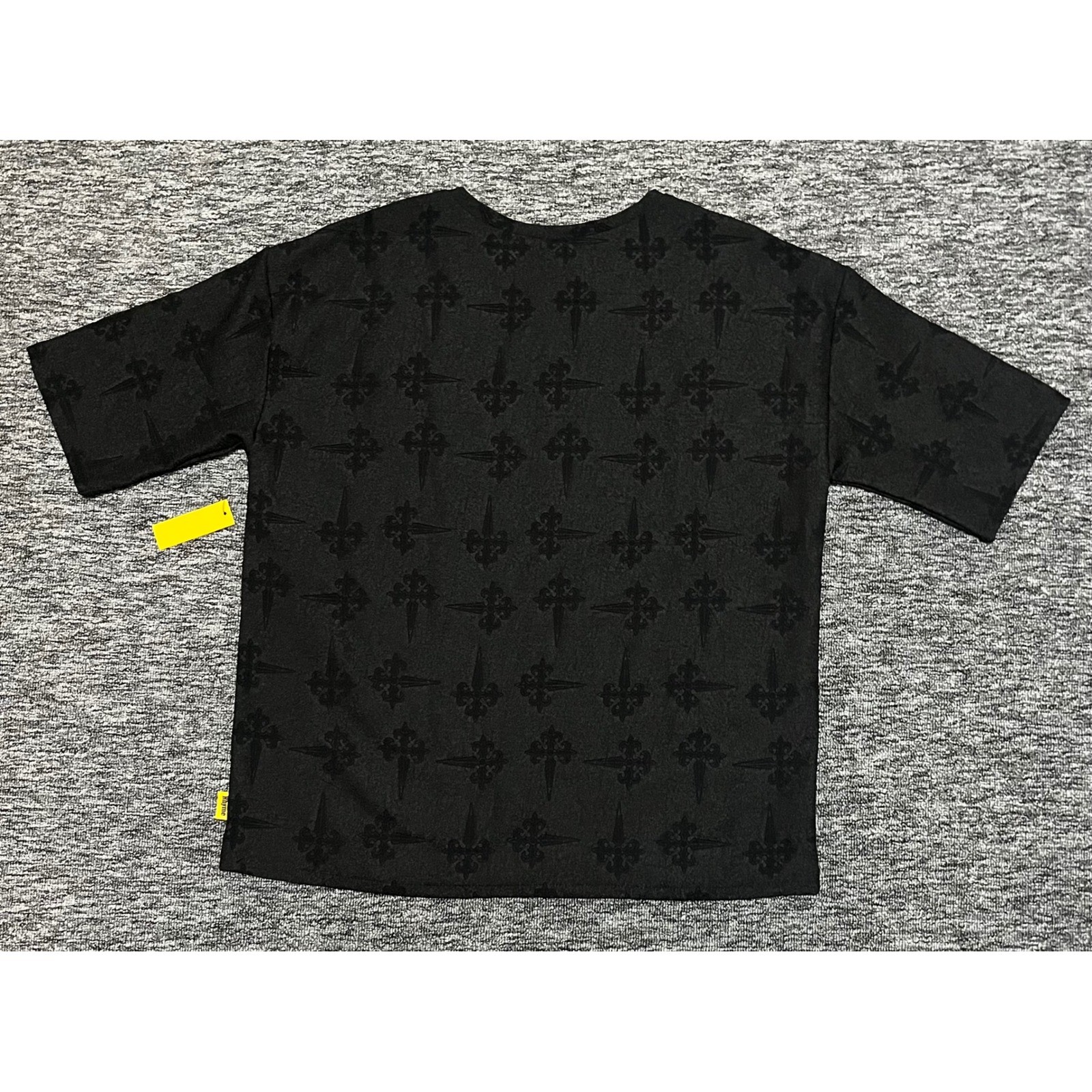 Rhyme Mens Black Embossed Fleur-De-Lis Cross Streetwear T-Shirt Size Medium gallery