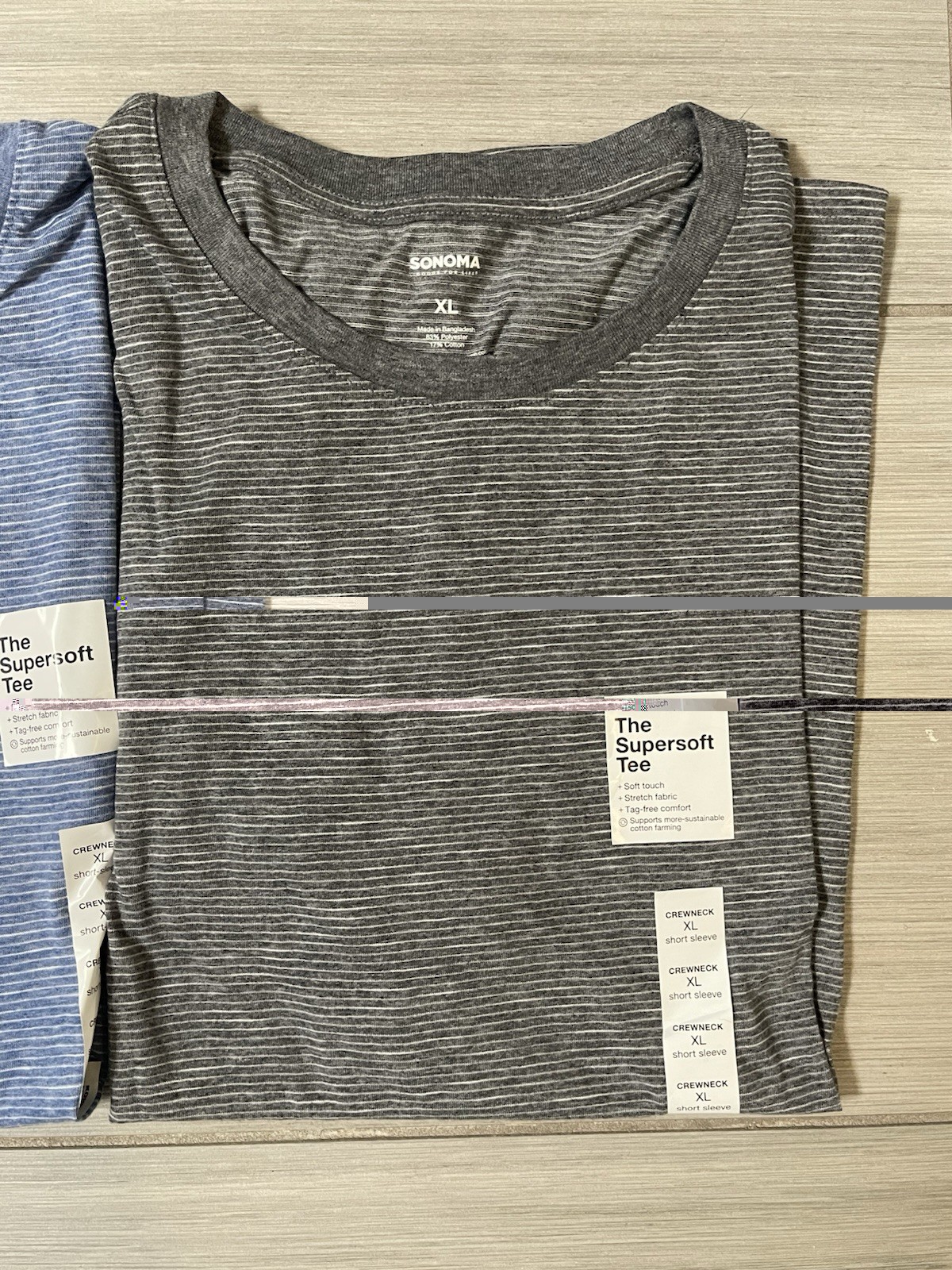 Sonoma The Supersoft Tee Gray Blue Striped T Shirt Set Of 2 Men’s XL - NWT New gallery