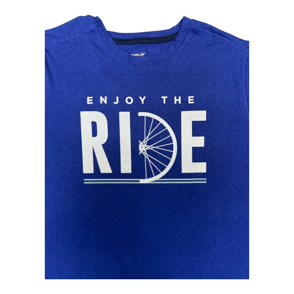 Old Navy Active Go Dry Bicycle Graphic T Shirt Mens Medium Blue Cycling Tee gallery