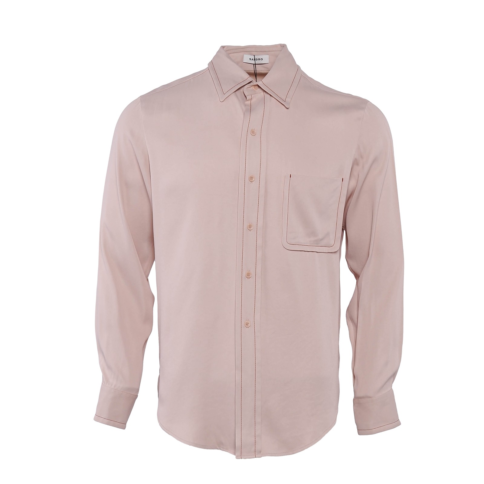 Sandro Paris shirt pink size XS men's long sleeve shirt cotton casual shpcm01031 gallery