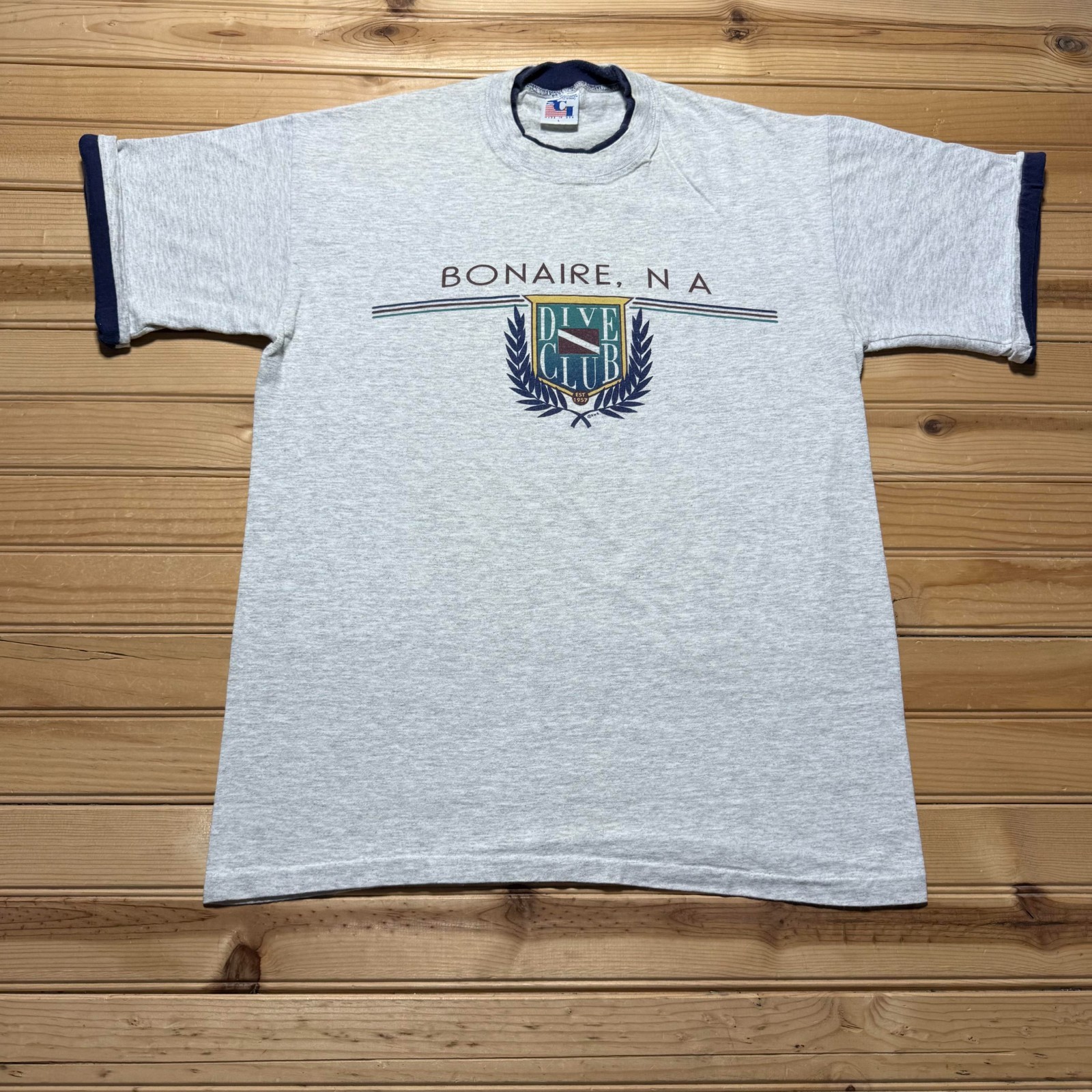 Vintage 90s Bonaire NA Dive Club Snorkeling Ocean Graphic T-Shirt USA – Large