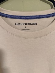 Lucky Brand Men’s L Solid Logo Beige Crew Neck Short Sleeve T-Shirt