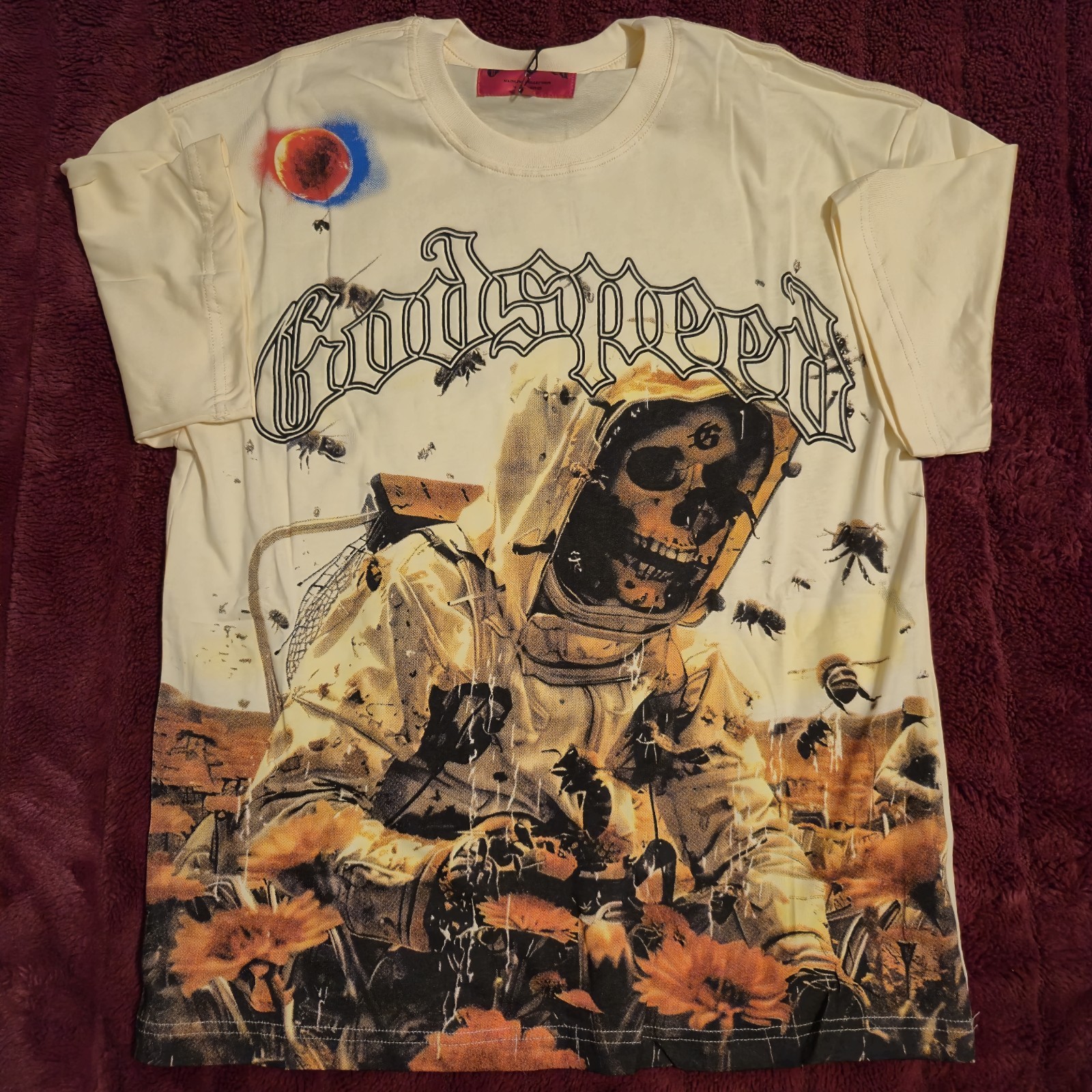 Godspeed Save The Bees | Cream | Skeleton Beekeeper Graphic T-Shirt NWT | Large gallery