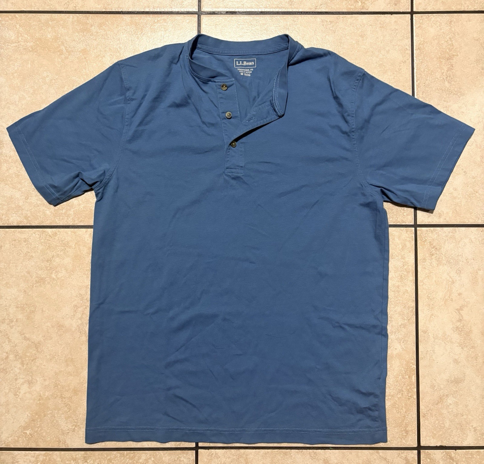 L.L. Bean Men's Carefree Unshrinkable Tee Traditional Fit, Henley Blue, Medium gallery