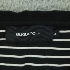 Bugatchi Shirt Mens Large Black White Striped Crewneck Casual Short Sleeve Tee