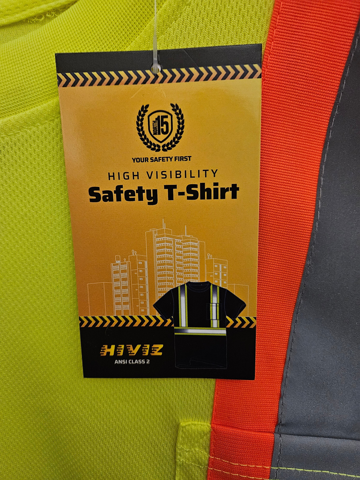 North 15 HIVIS Workwear Large Safety Pocket T-Shirt A=20" B=29" Shirt ANSI 2 gallery