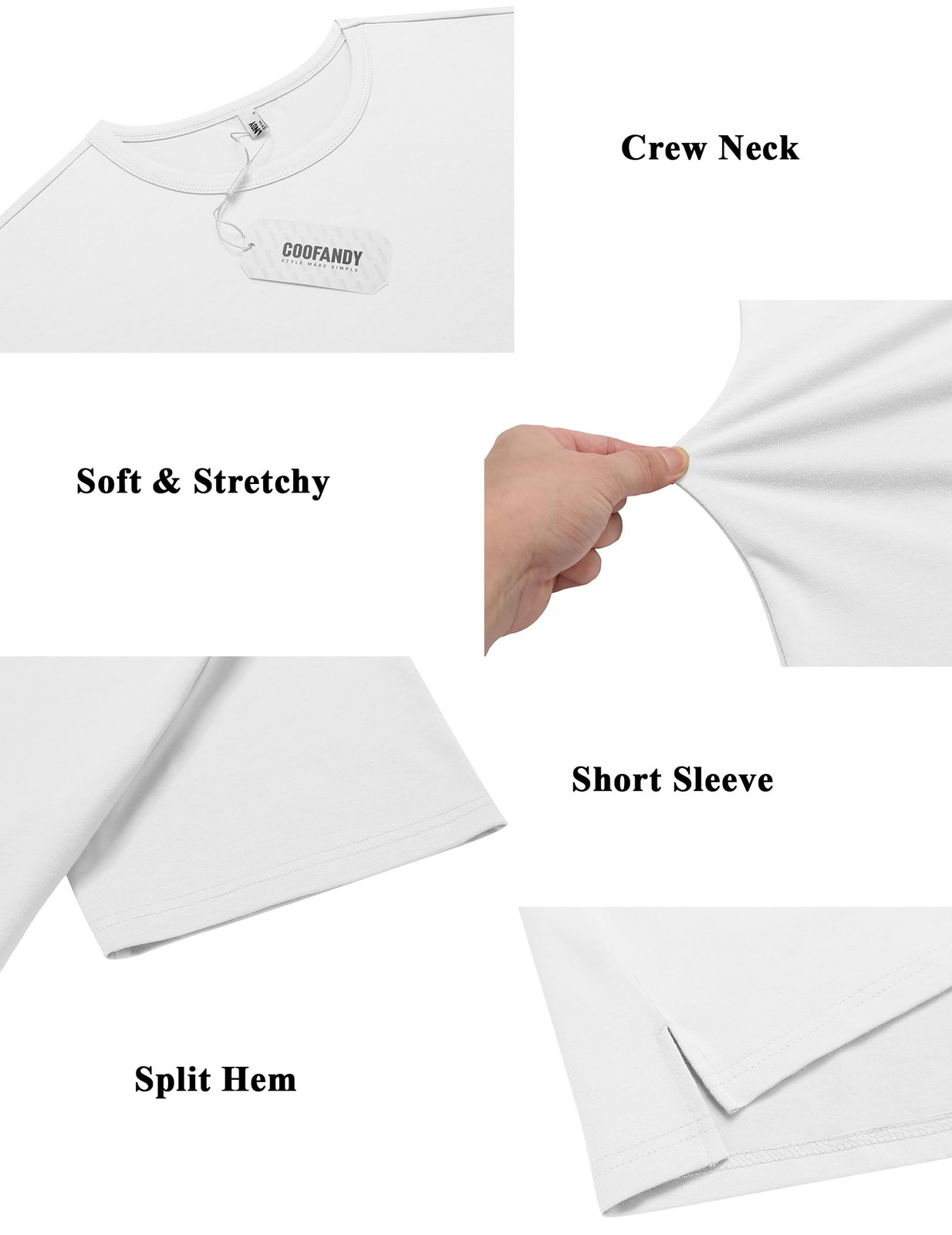 COOFANDY Men's White Crew Neck T Shirts Cotton Short Sleeve Basic Tee Shirts gallery