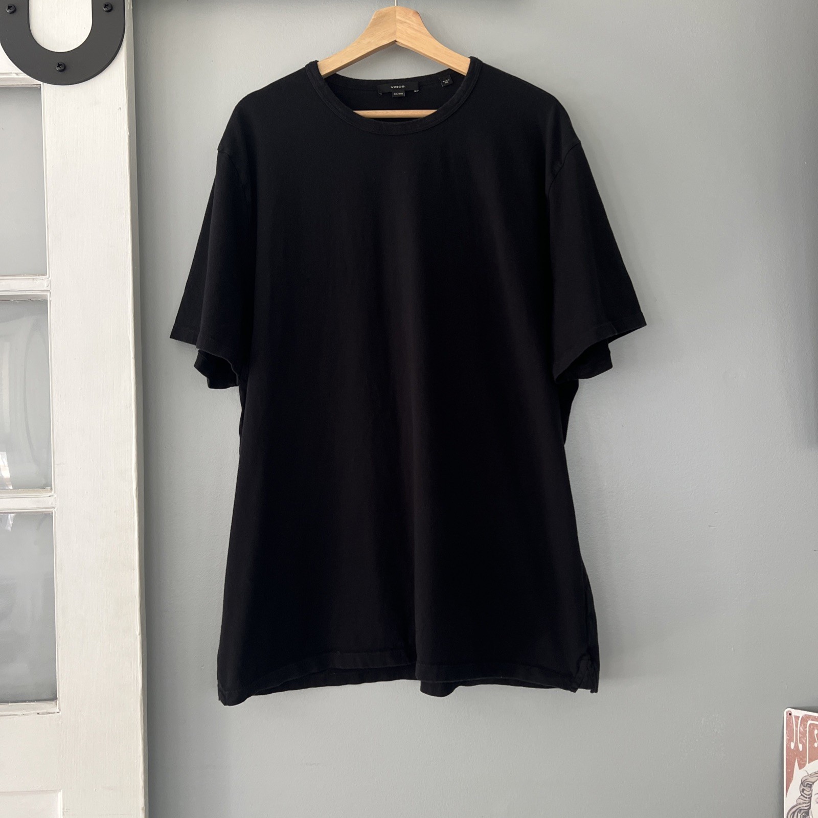 Vince Men's 2XL 100% Cotton Crewneck Black USA Made Classic Basic T-Shirt gallery