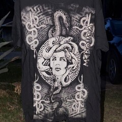B&C Collection Medusa Snake Graphic Black Cotton Men’s XXXL T-Shirt