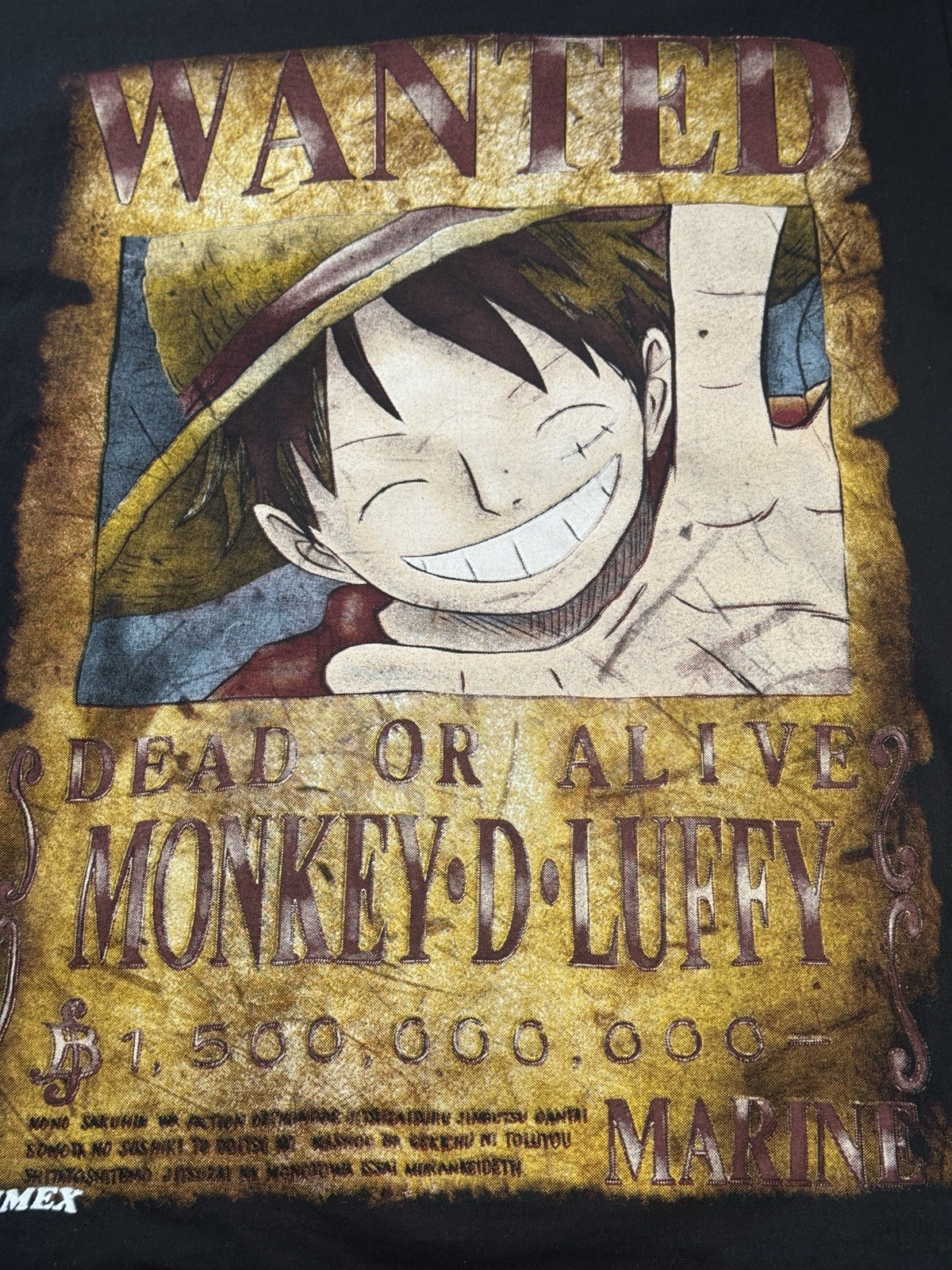 One Piece Monkey D. Luffy Graphic T-Shirt Wanted Poster Tee Size M gallery