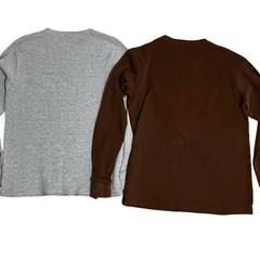 2 Pack Evolution In Design Waffle Knit Thermal Shirt M Brown Grey Minimalist