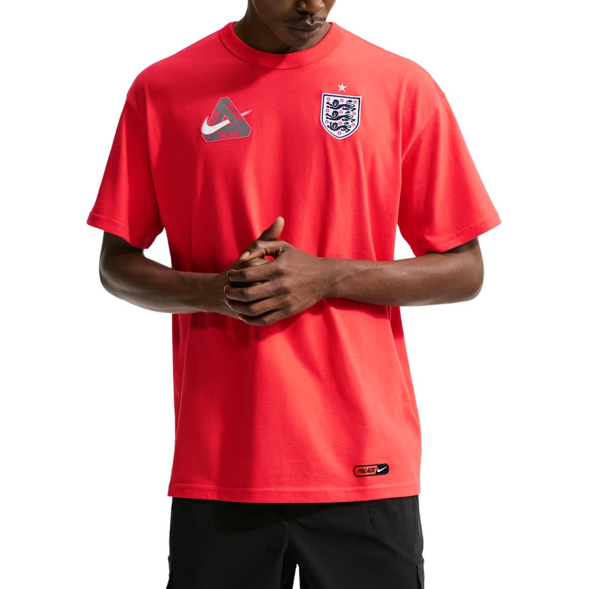 Nike X PALACE T Shirts Men's Orange Red Crew Neck Moderate IM6598-696 Size gallery