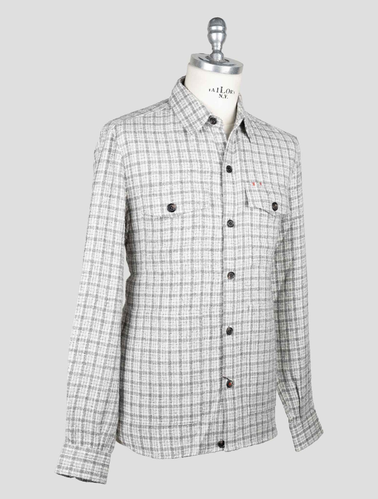 NEW ISAIA GRAY WHITE CASHMERE SILK OVERSHIRT EU 56 - US 46 - 2XL I258 gallery