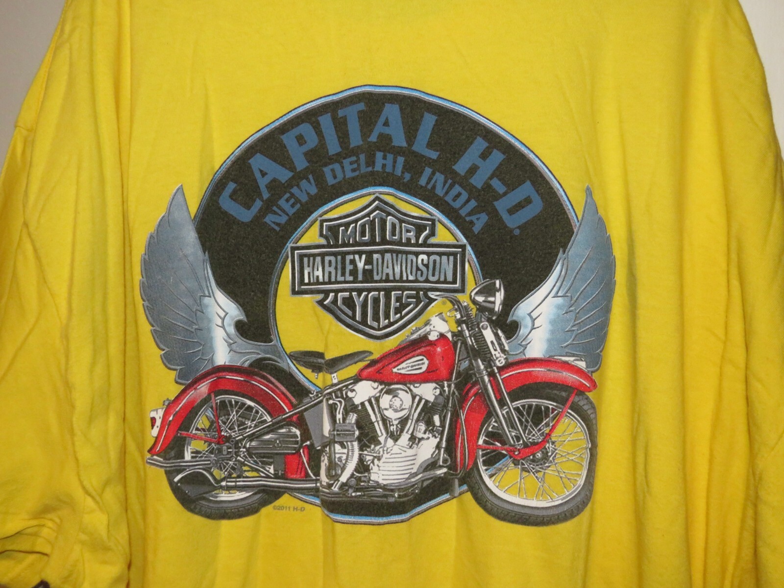 Rare Harley-Davidson Capital New Deli India Tshirt Size 3XL Yellow Motorcycle gallery