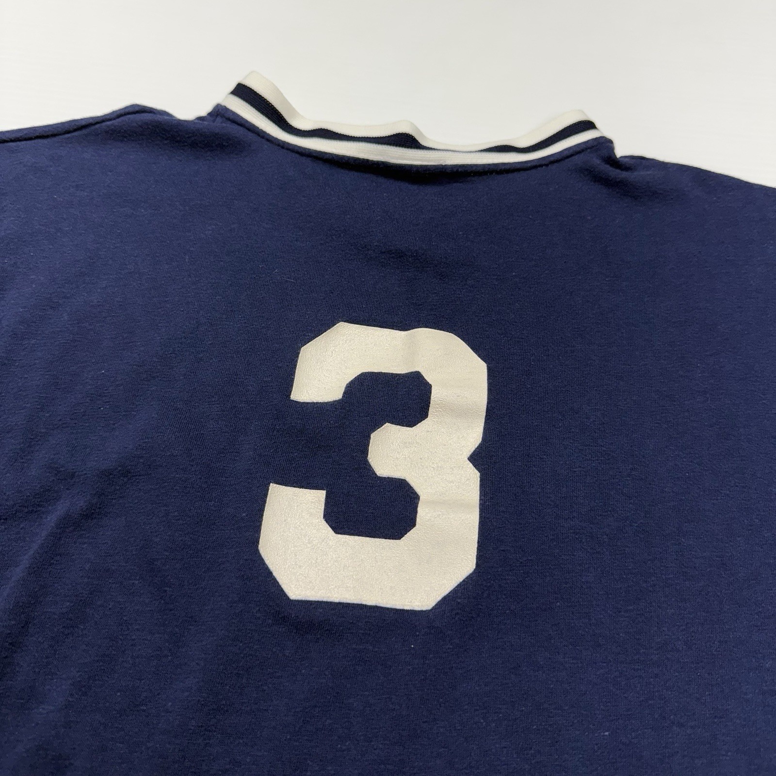 Vtg Tankys Yankees Spellout Logo Athletic V-Neck Mens Shirt L Blue Baseball gallery