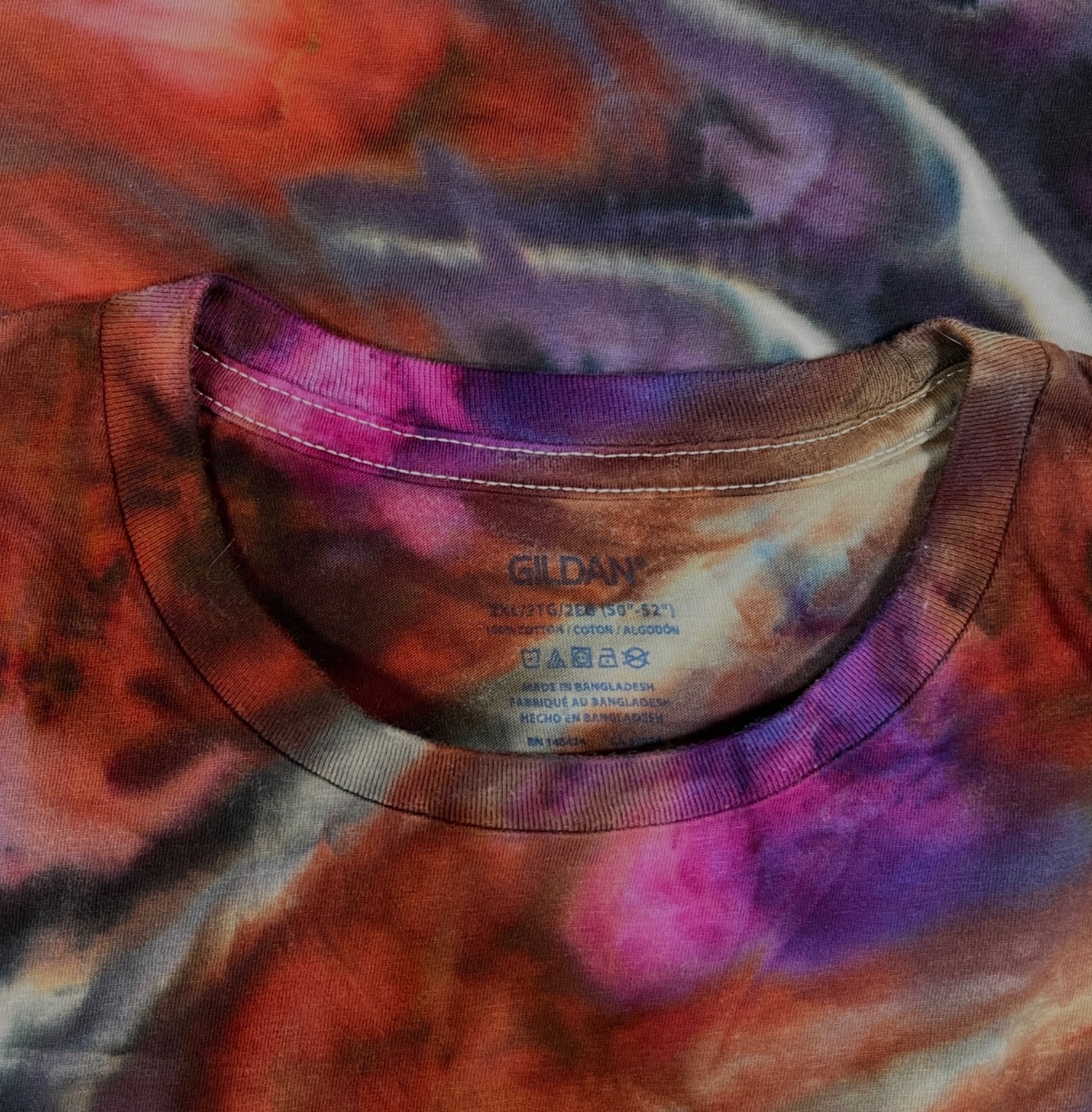 Handmade Ice Tie Dye T-Shirt 2XL Mens Womens Soft Cotton Blue Burgundy Rolled gallery