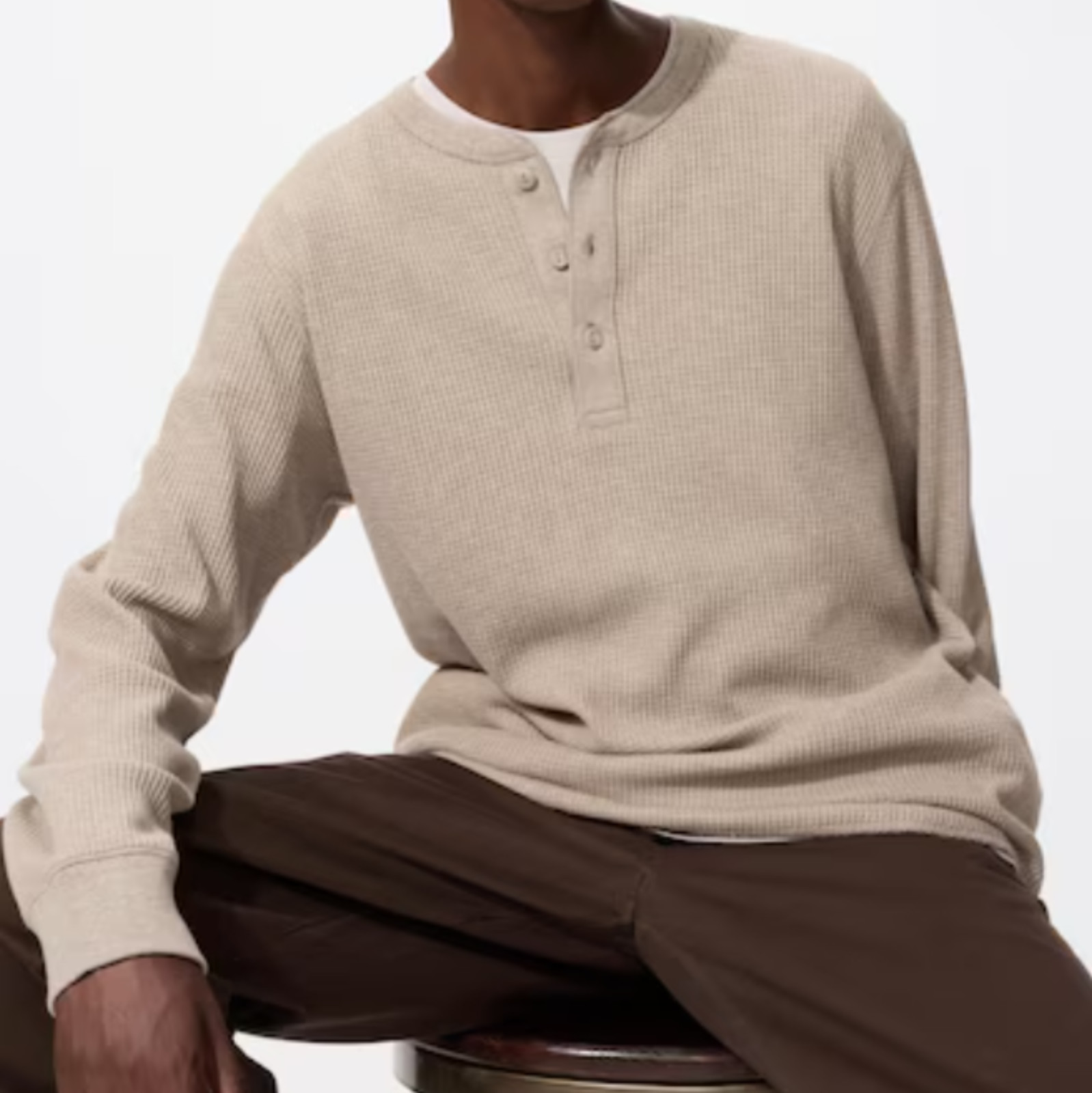 UNIQLO Waffle Henley Neck Long-Sleeve T-Shirt XS~4XL MEN New Japan gallery