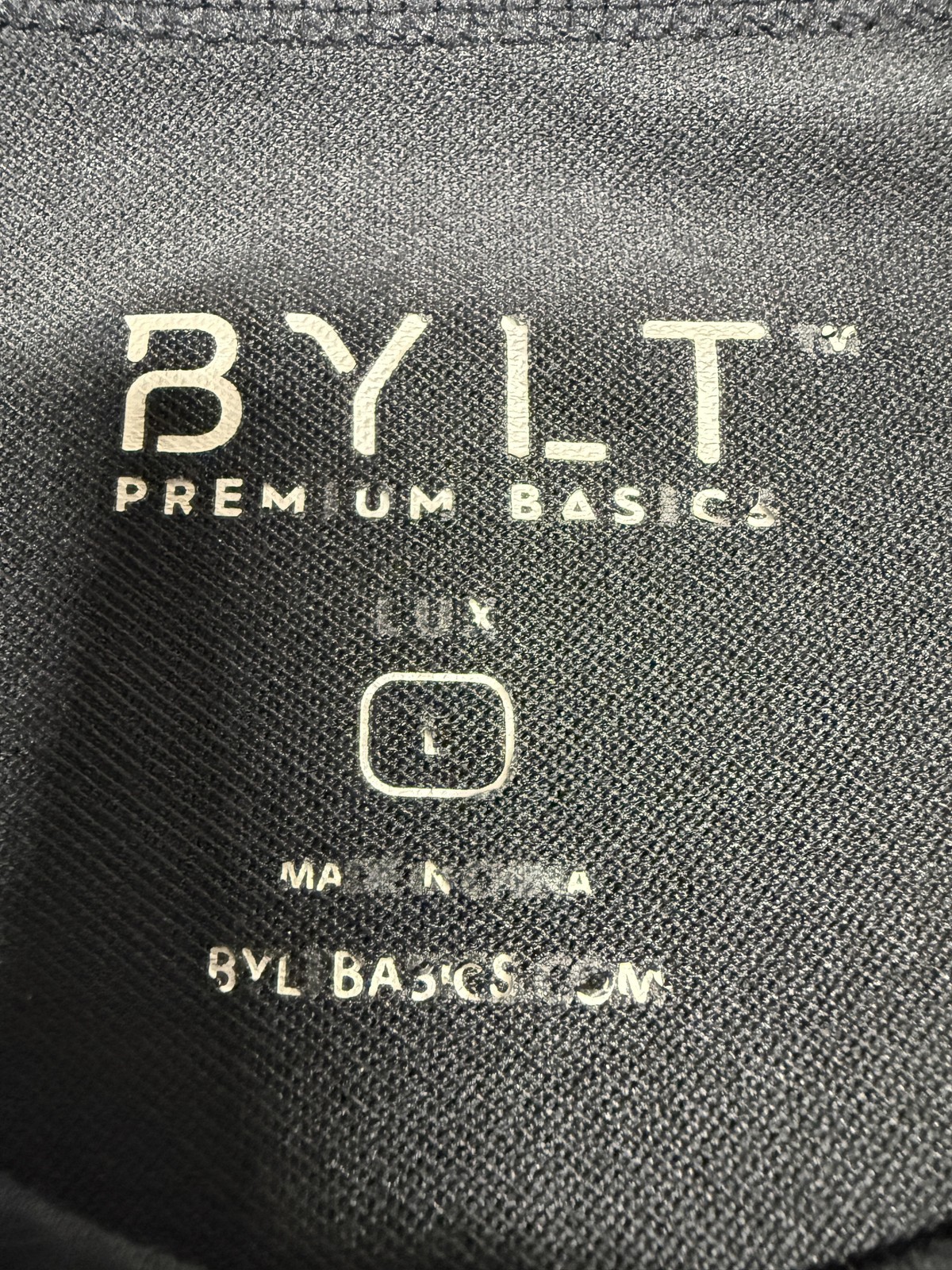 BYLT Drop Cut LUX Shirt Mens Large Black Short Sleeve Curved Hem Tagless Tee gallery