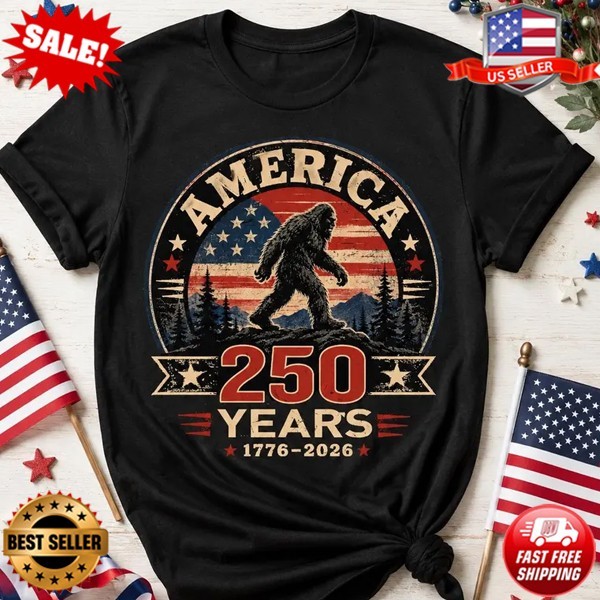 Patriotic Bigfoot 250 Years tee 1776–2026 America T-Shirt | S-5XL multicolor gallery
