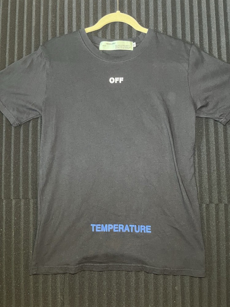Off-White Men’s Black Temperature Graphic Logo Crew Neck SS T-Shirt Size XS