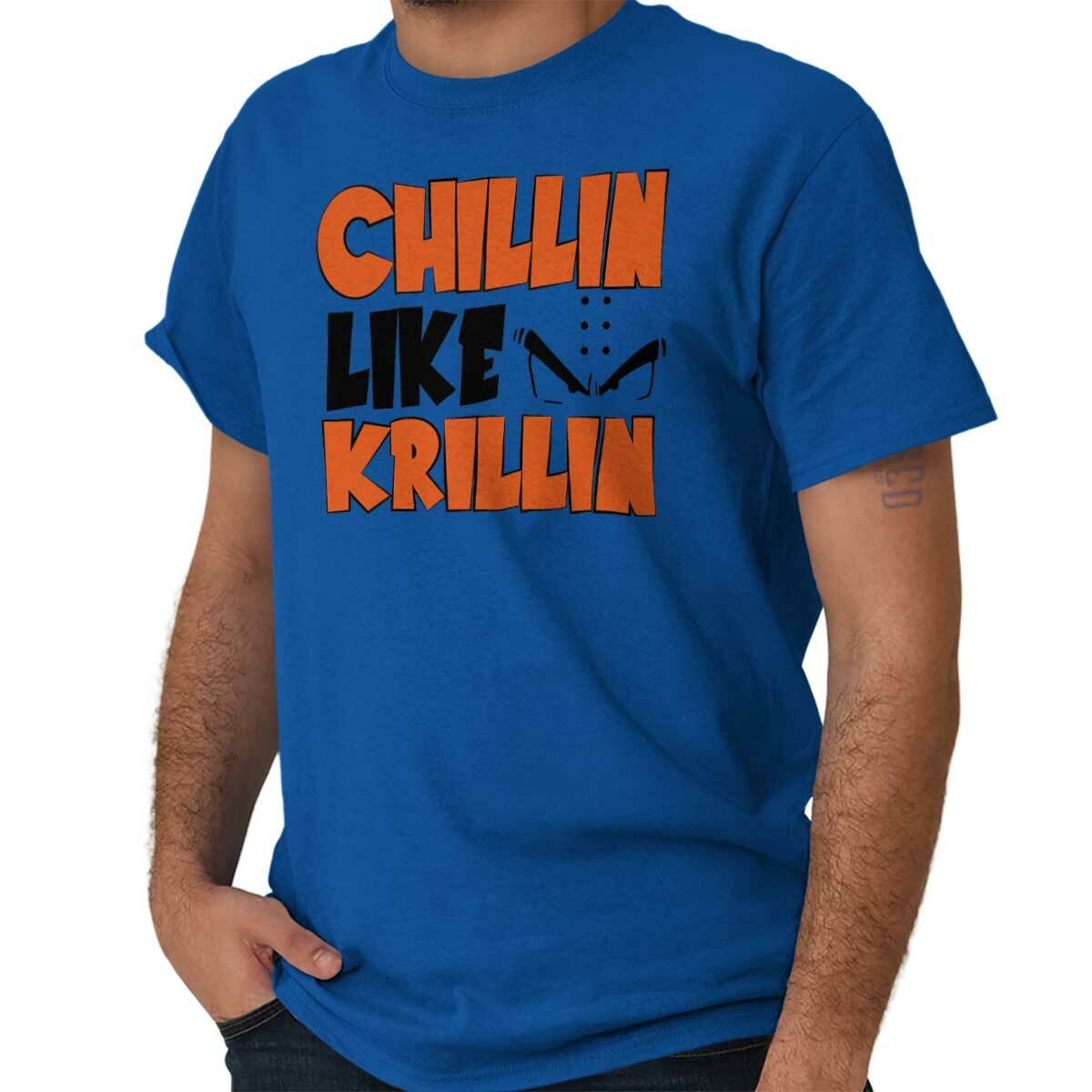 Chillin Like A Krillin Funny Anime Manga pun Womens or Mens Crewneck T Shirt Tee