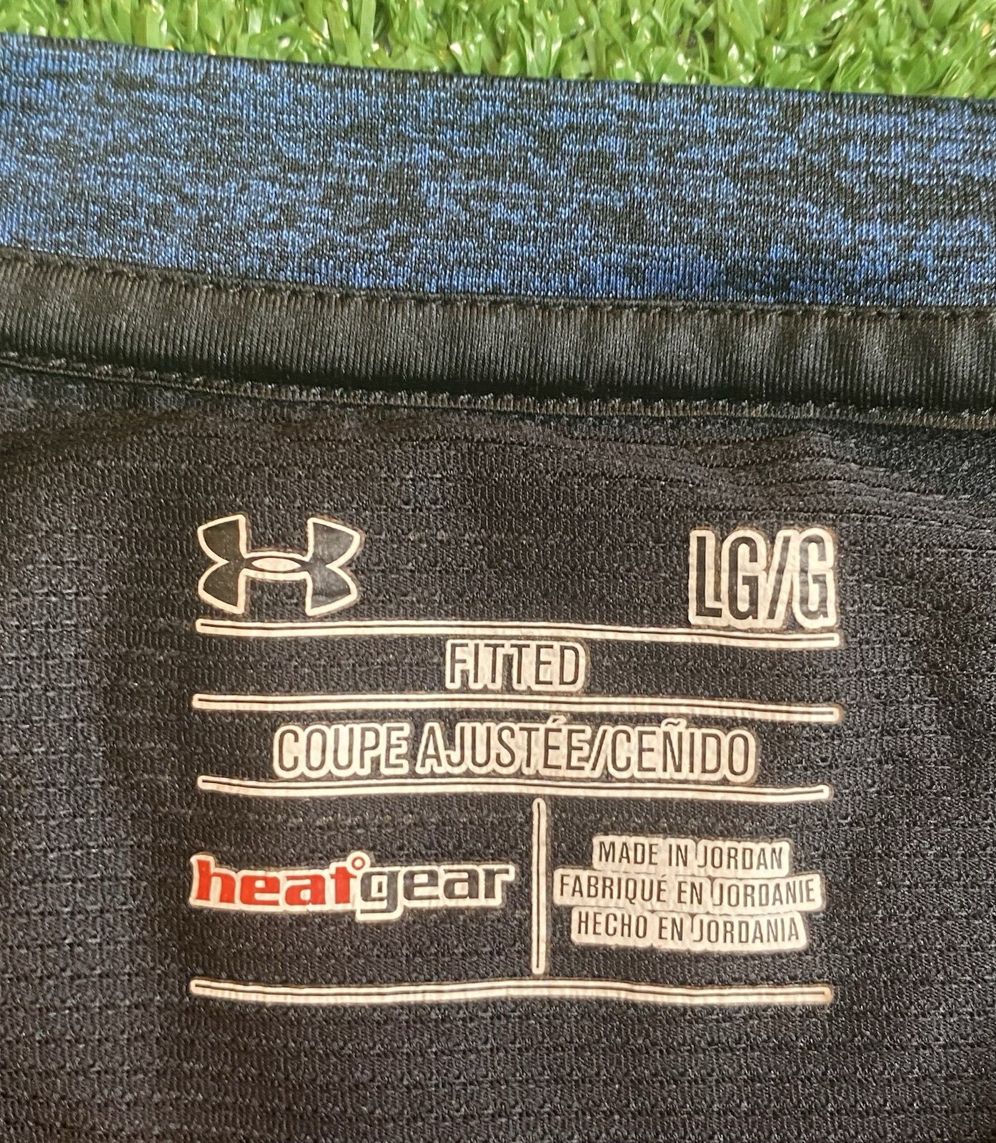 Under Armour T Shirt Mens Large Fitted Blue Heat Gear Polyester Loose Fit Gym gallery