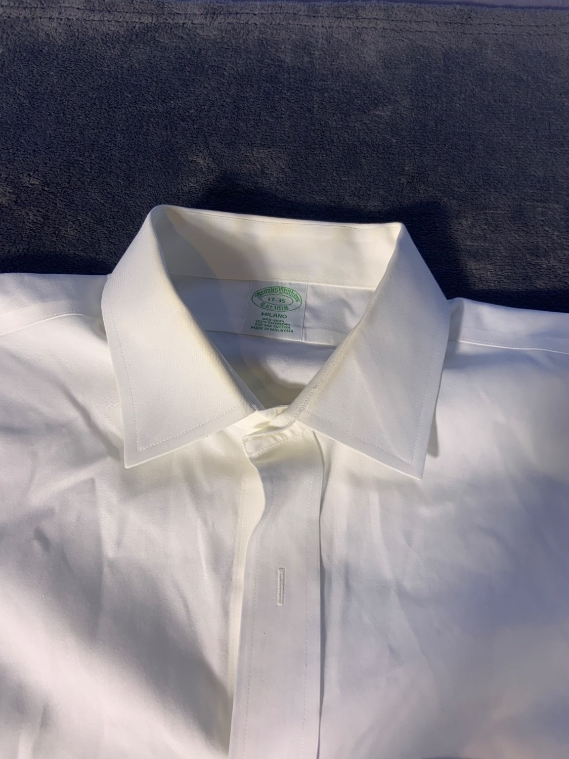 Brooks Brothers Milano Dress Shirt 17-35 White Non-Iron Supima Cotton Men's gallery