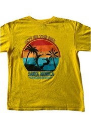 Santa Monica Classic Sunset Youth Small T Shirt yellow, Beach, Tourist Souvenir