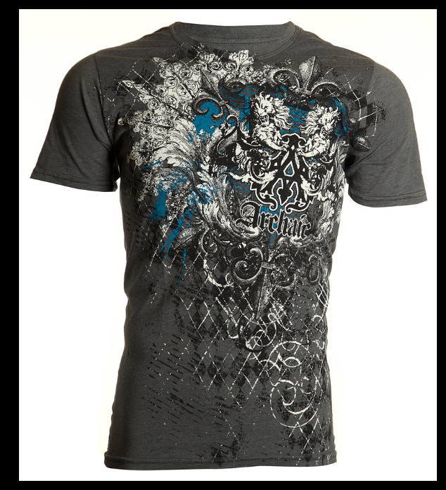 ARCHAIC by AFFLICTION Charcoal QUILTED Short Sleeve Slim Fit Y2K T-shirt NWT gallery