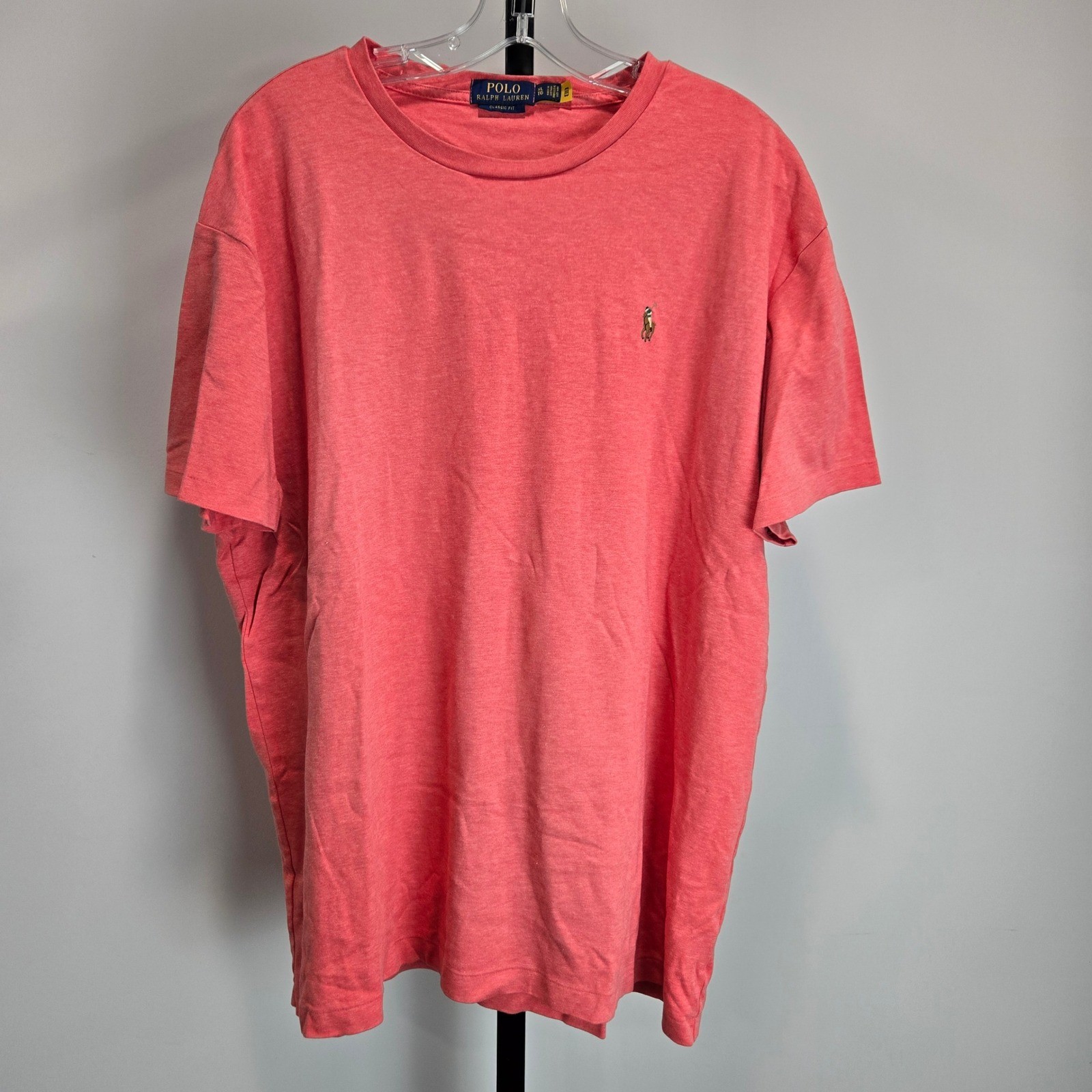 Polo Ralph Lauren Mens XL Classic Fit T-Shirt Heather Coral Pink Flesh Pony Logo