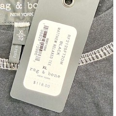 rag & bone Matthew Relaxed Black Tee Men XL Black Contrast Stitching Casual $118