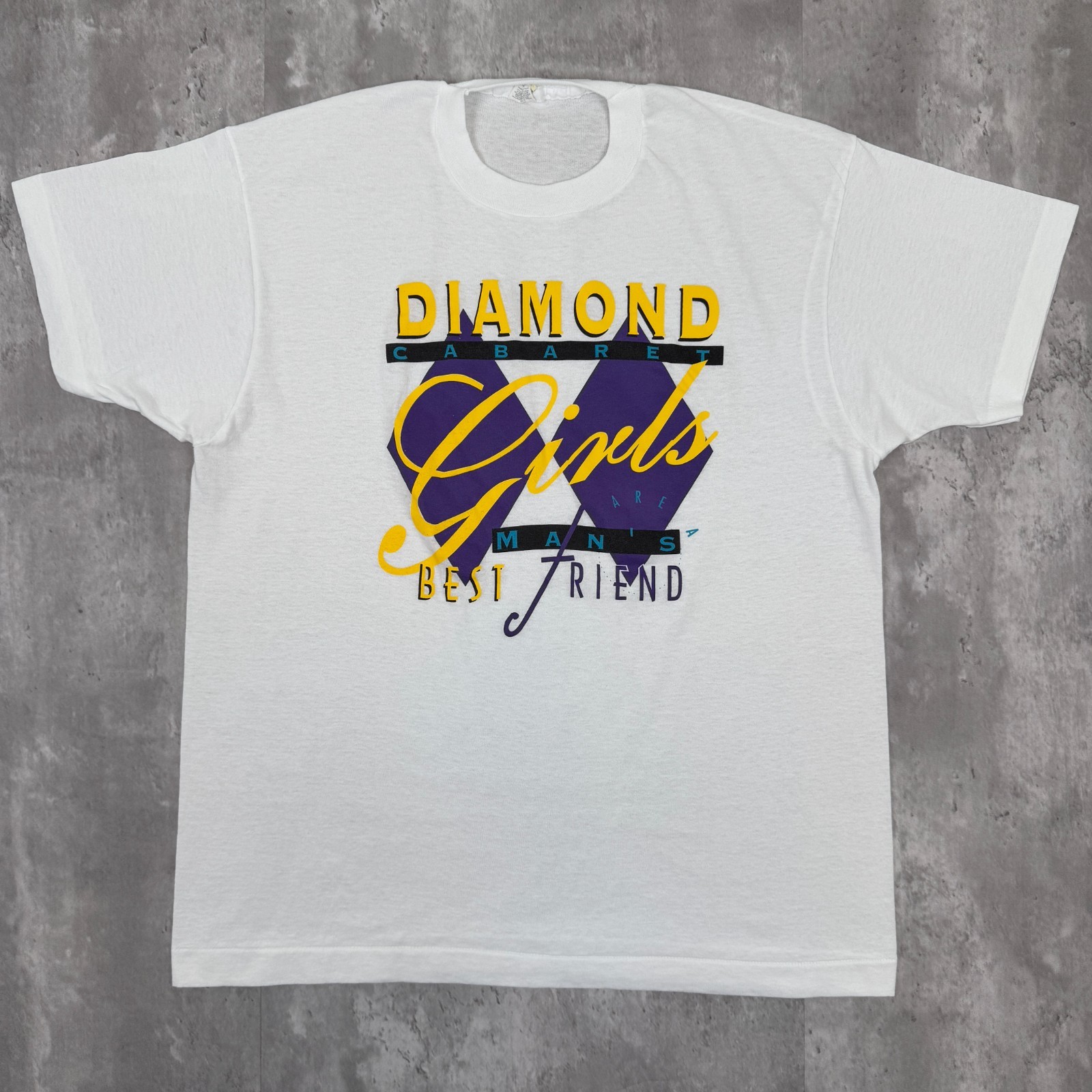 Vintage Diamond Cabaret T-Shirt Mens XL White Strip Gentlemans Club Girls 80s gallery