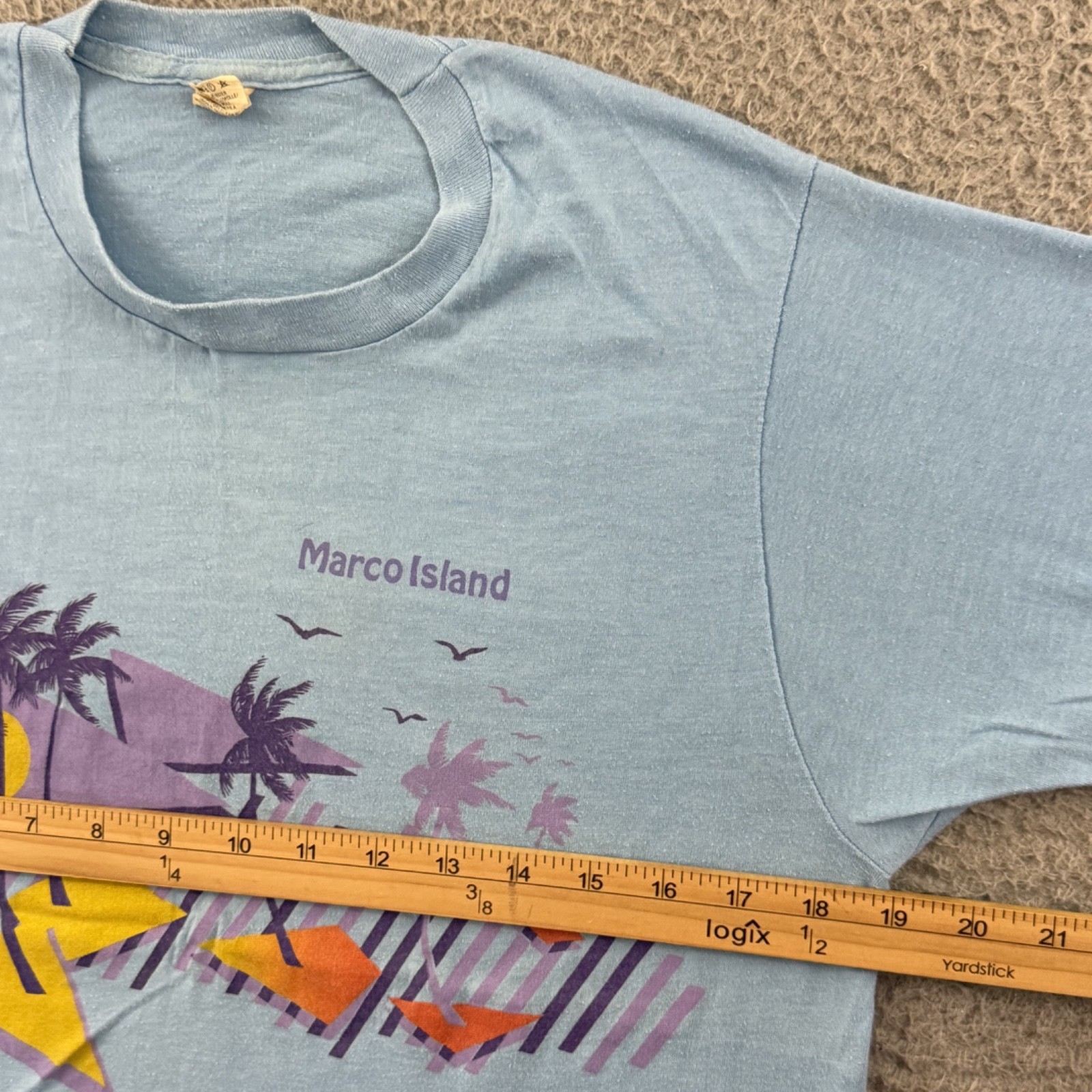 Vintage Marco Island Shirt Adult Medium Blue 80s Beach Tropical Florida USA gallery