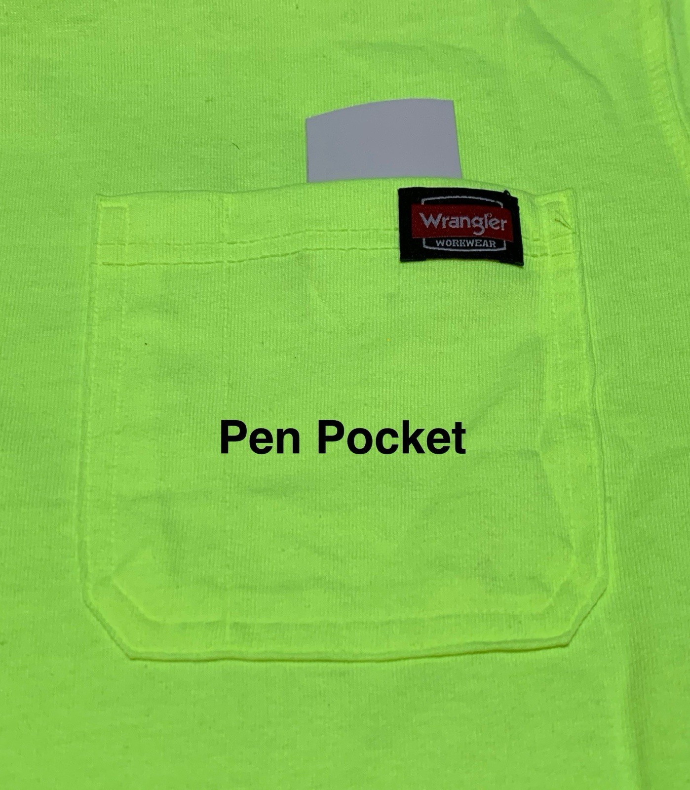 NEW Wrangler Workwear Men's Hi-Vis Yellow Long Sleeve Pocket T-Shirt Size XL gallery