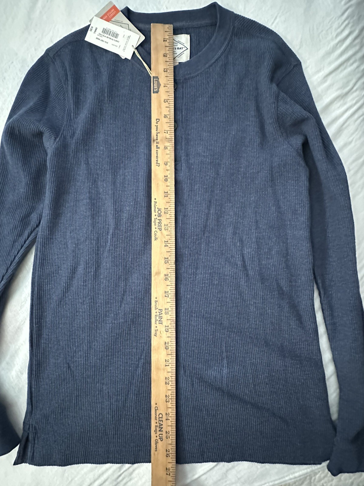 NEW St Johns Bay Shirt Mens Small Blue Cotton Henley Waffle Knit Long Sleeve gallery