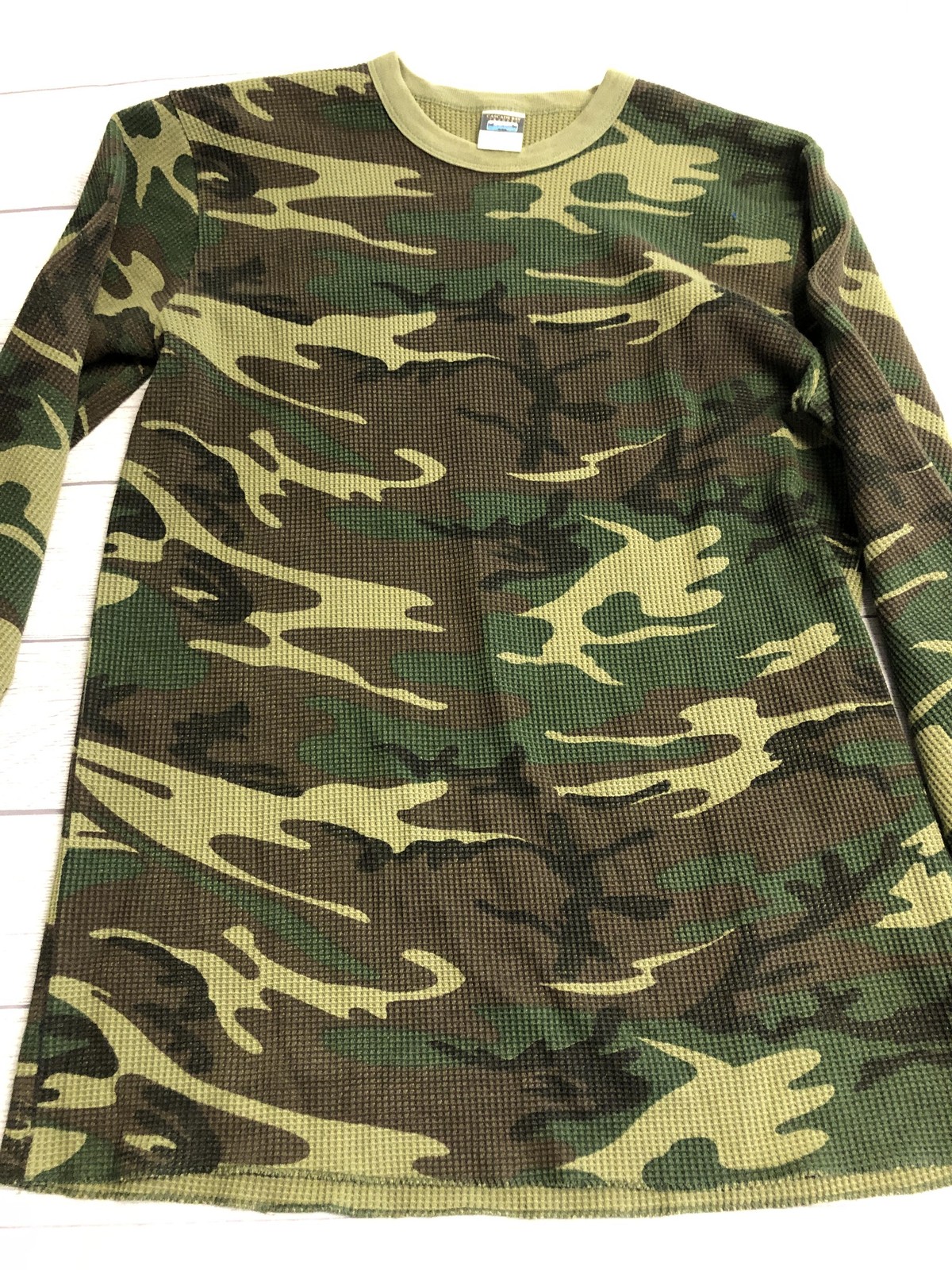 Cascade Bay Traders Shirt Mens 2XL Green Camo Thermal Waffle Knit Long Sleeve gallery