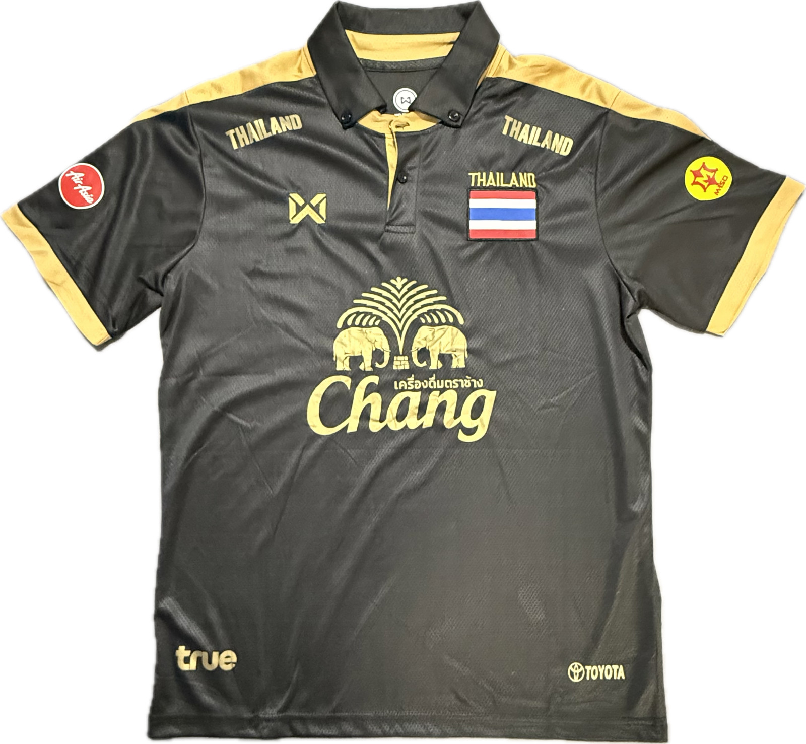 Thailand Soccer Polo Jersey Men’s XL Black Gold Warrix Chang Coca Cola NWT