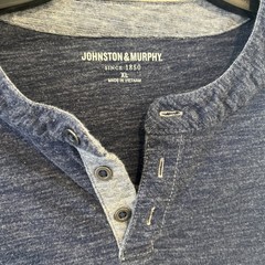 Johnston & Murphy Henley Shirt blue gray Long Sleeve Knit – EUC- XL