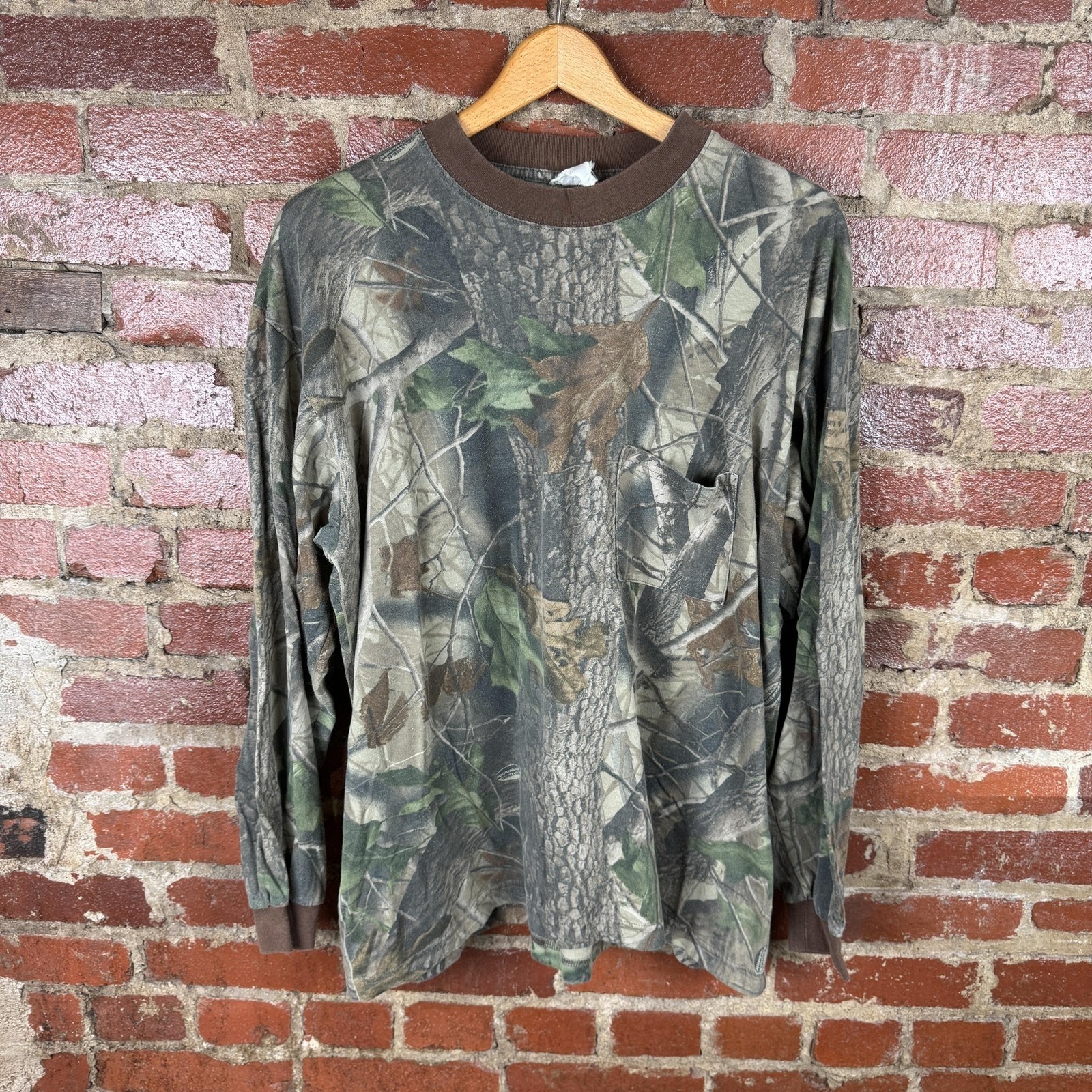 Vintage Camo Hunting Shirt Mens XL Long Sleeve Brown Green Crewneck Outdoor gallery