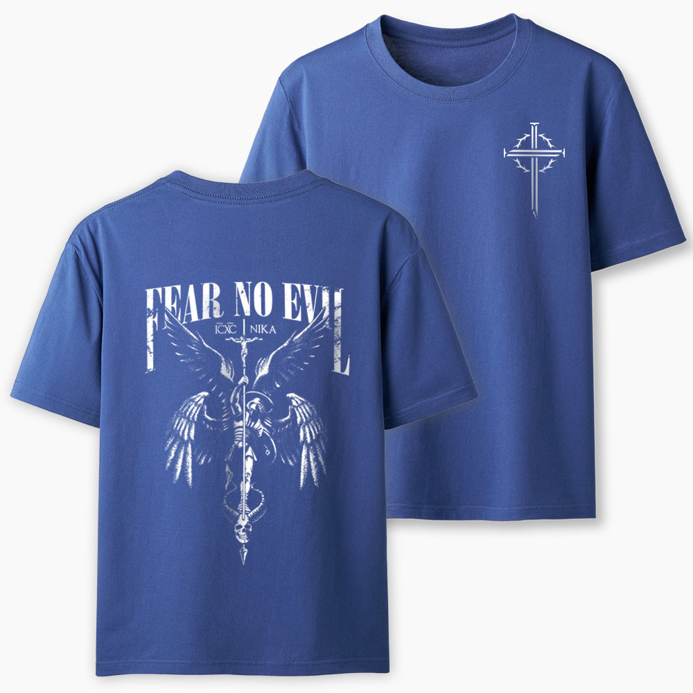 Fear No Evil T-Shirt Christian Cross Archangel Michael Graphic Tee Religious Men gallery