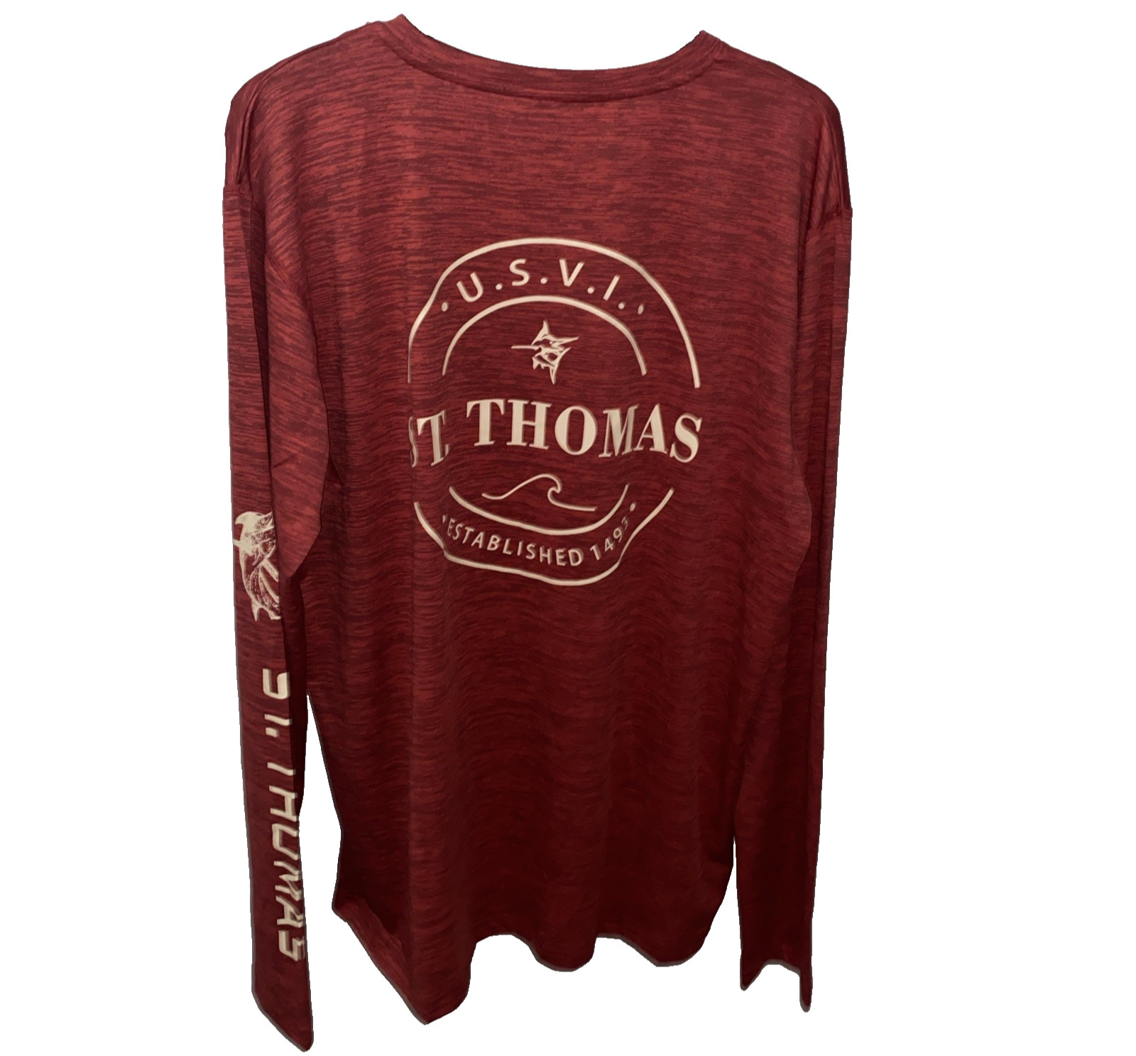 Sea Life Performance Shirt Men's XL St. Thomas U.S.V.I. Red Heather Long Sleeve gallery