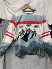 Vintage Budweiser 3 Frogs Long Sleeve Shirt Size L “Bud-Weis-er” Christmas