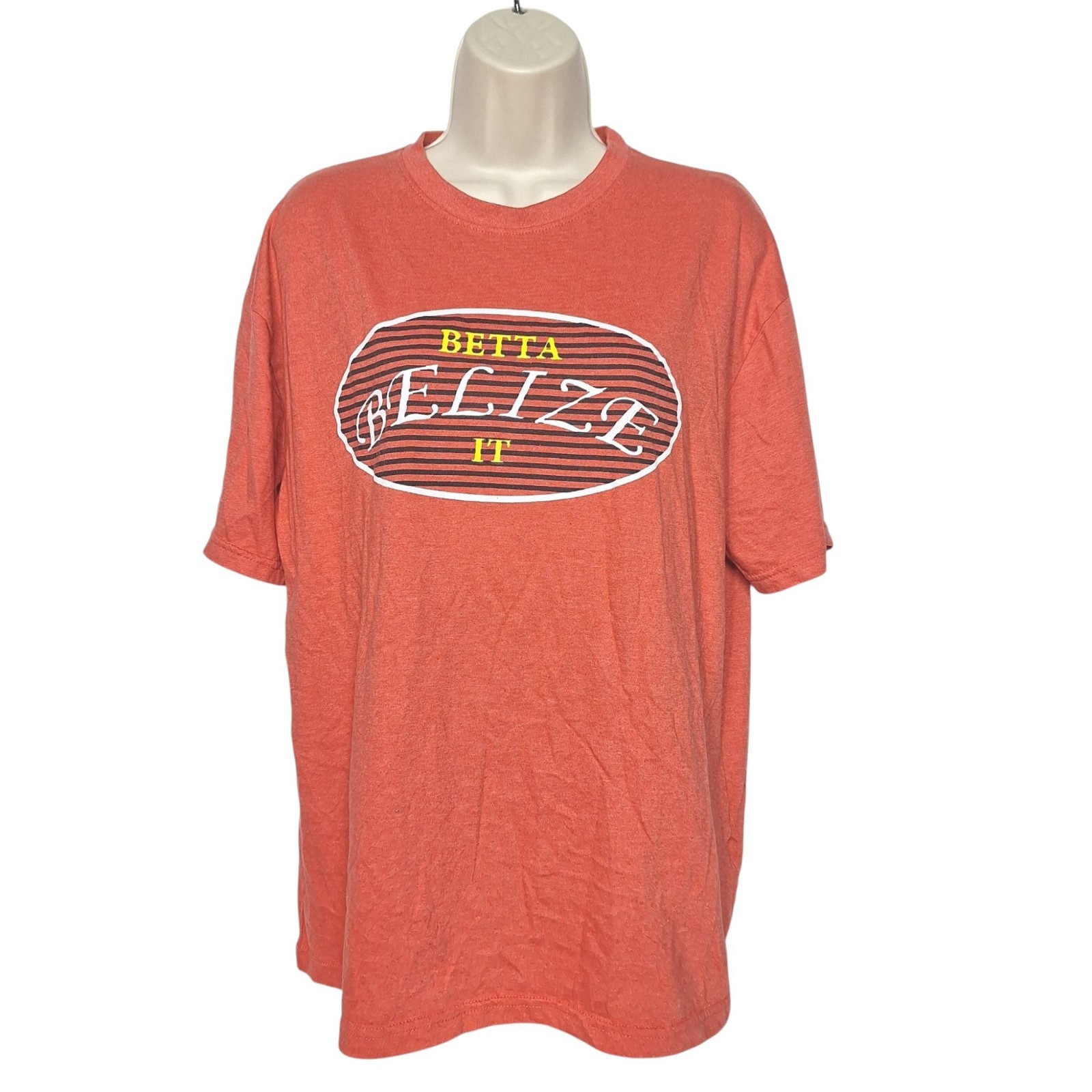 Betta Belize It Graphic Tee Large Coral Heathered Short Sleeve Belize Souvenir gallery