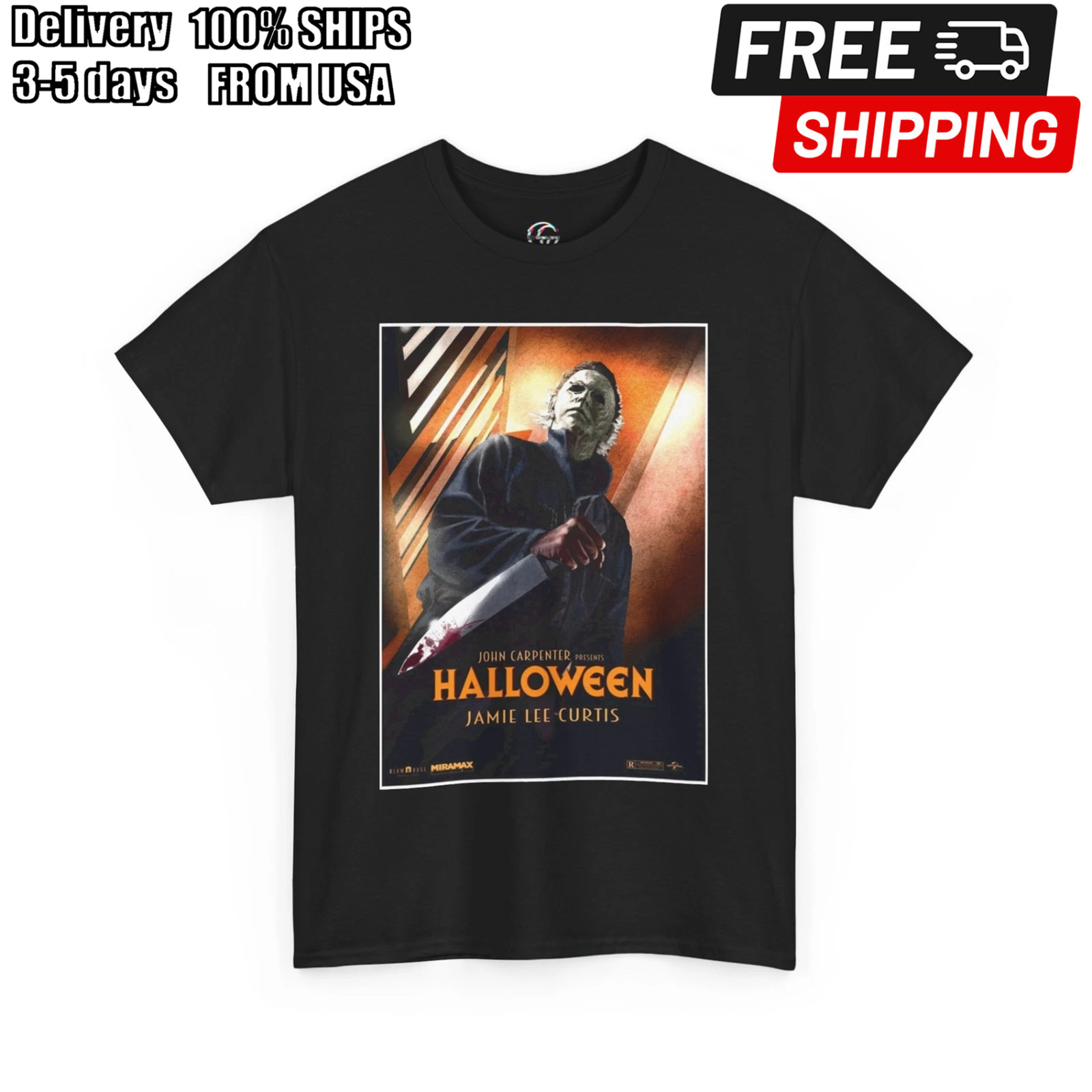 Halloween Movie Poster Retro T-Shirt, Michael Myers Shirt, Horror Film Fan Tee gallery