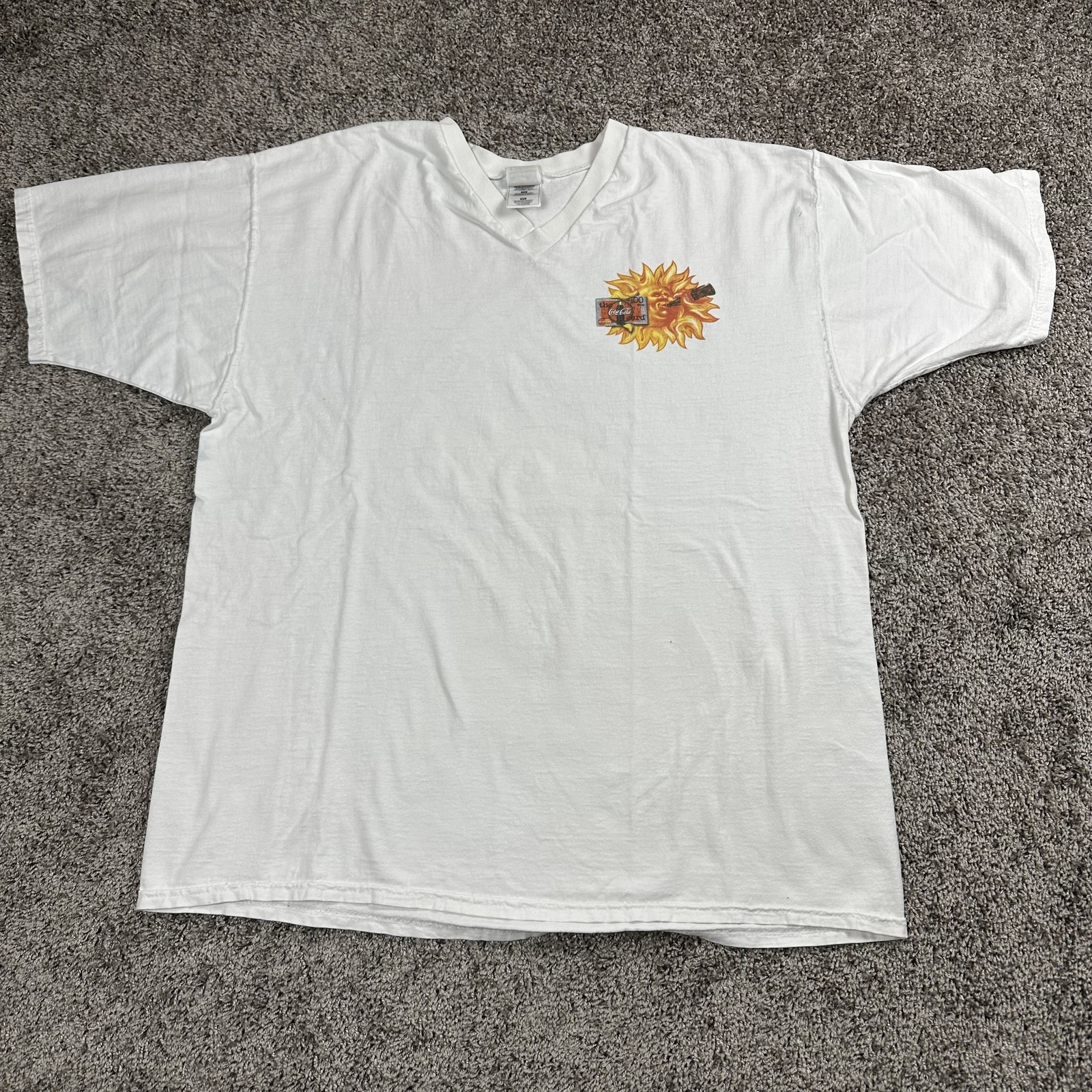 Vintage Coca Cola Shirt Mens XL White Sun Soda Advertising Graphic Tee 90s gallery