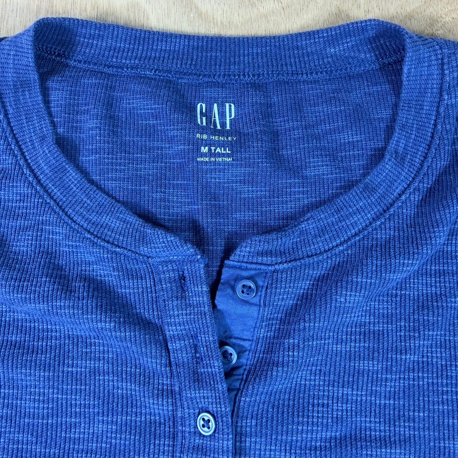 Gap Rib Henley Long SleeveMen Medium Tall Size Blue Color Quarter Button Down gallery